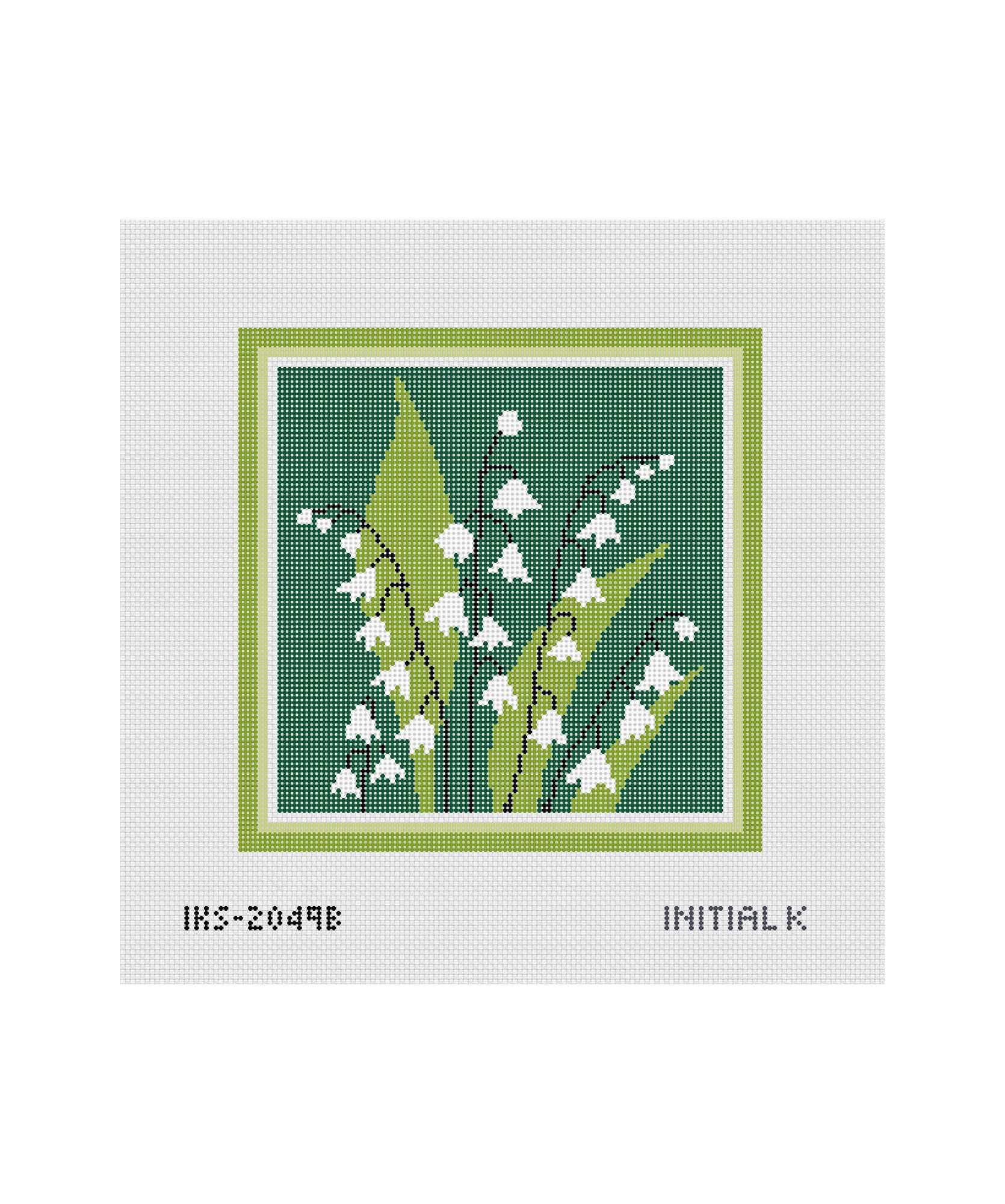 Lily of the Valley LG Needlepoint Canvas – Initial K Studio