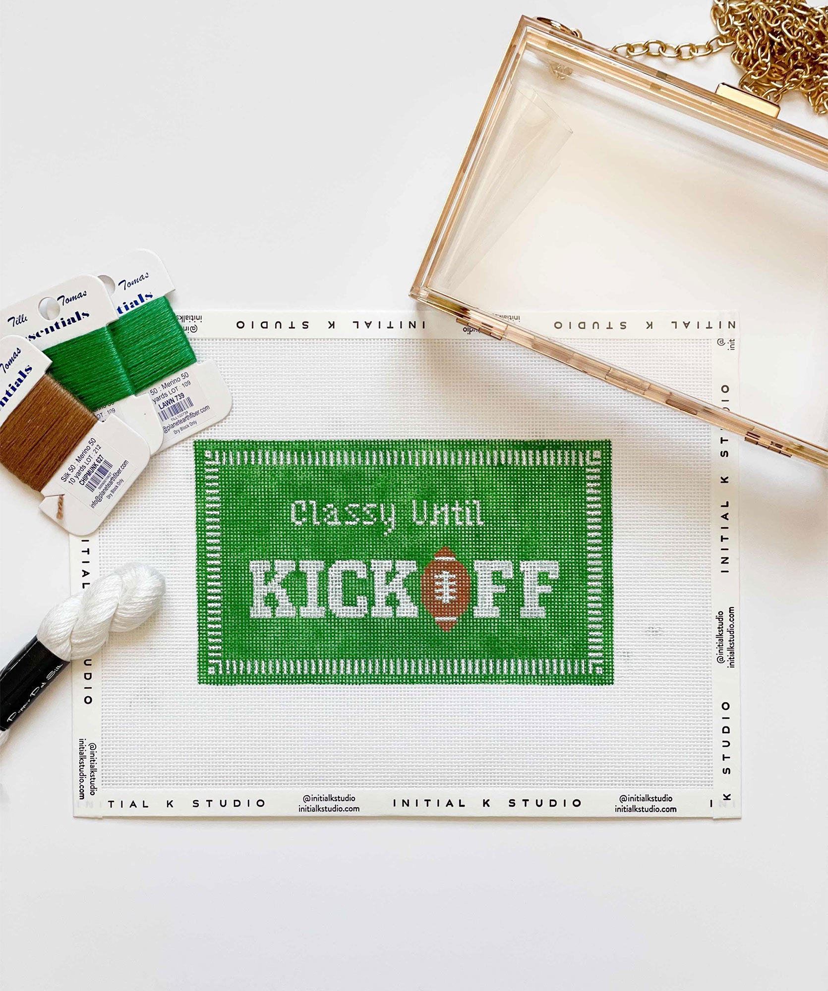 Kickoff Needlepoint Canvas Initial K Studio Kickoff needlepoint canvas initial k studio