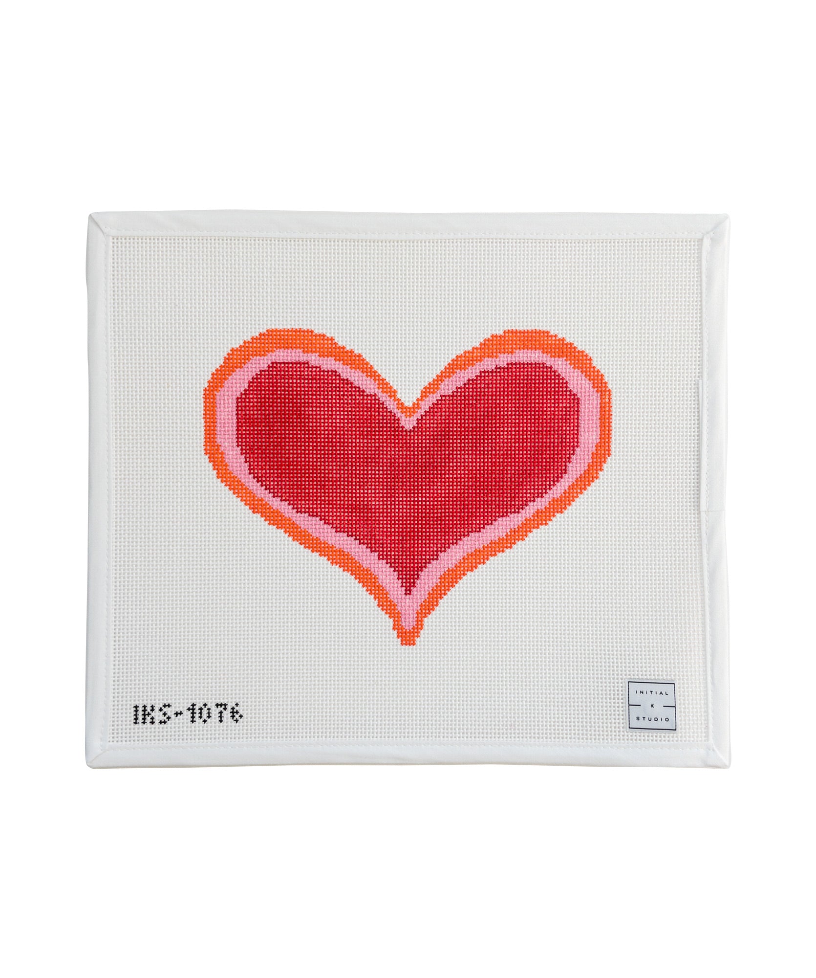 Big heart needlepoint canvas initial k studio