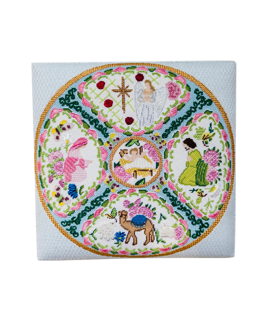 Nativity Round Needlepoint Canvas – Initial K Studio