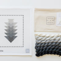 Initial k Studio | Modern Needlepoint canvases with fibres Arrowhead design in grey