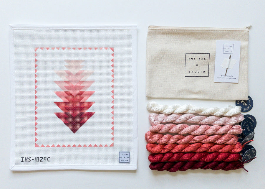 Warm red tones Arrowhead Hand painted Needlepoint canvas and fibres | Initial K Studio 
