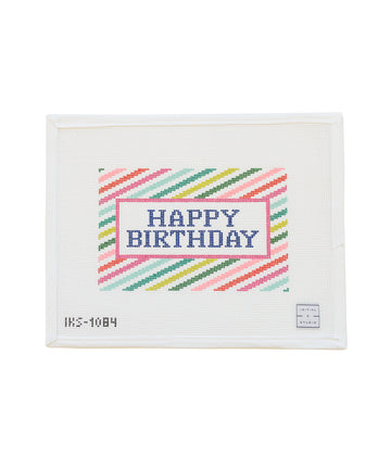 Stripes Happy Birthday Canvas